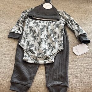 Kyle & Deena Cutie Pie Baby 2tone grey thermal texture cotton blend 3 piece set